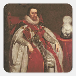 Adesivo Quadrado King James I de Inglaterra e VI da Escócia, 1621