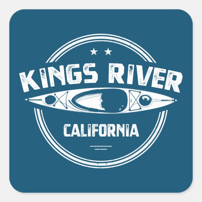 Adesivo Quadrado Kings River California Kayaking (Frente)