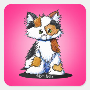 Adesivo Quadrado KiniArt Patches Calico Kitten Praça Sticker