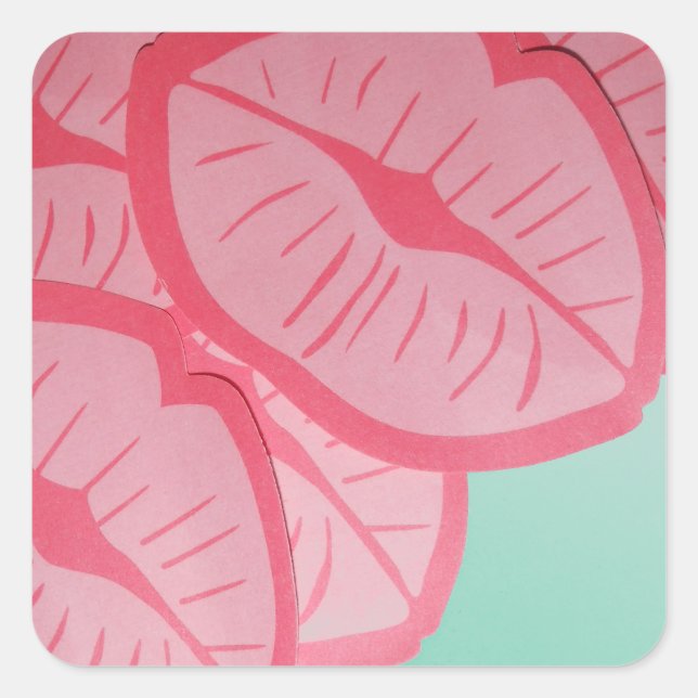 Adesivo Quadrado Kisses para Dia de os namorados (Frente)