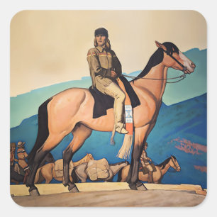 Adesivo Quadrado Kit Carson com Homens de Montanha por Maynard Dixo