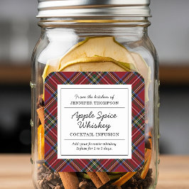 Adesivo Quadrado Kit Clássico de Perfusão de Cocktail, Feriado de T