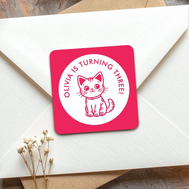 Adesivo Quadrado Kit de cores personalizadas gatinho (Criador carregado)