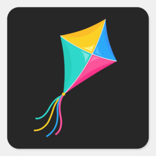 Adesivo Quadrado Kite Flying Stunt Kite Gift