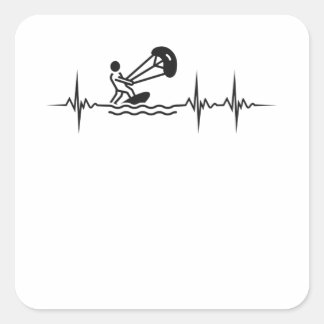 Adesivo Quadrado Kitesurfer Heartbeat Kitesurfing Pulso Kiting