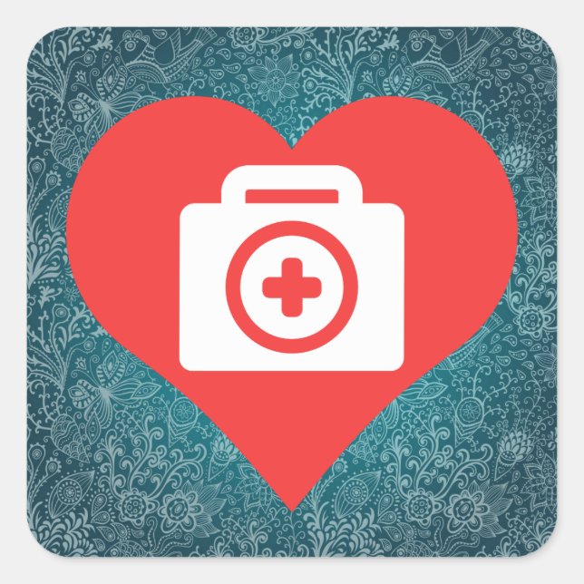 Adesivo Quadrado Kits de primeiros socorros legal Picto (Frente)