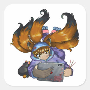 Adesivo Quadrado Kitsune Life