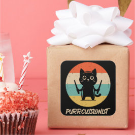 Adesivo Quadrado Kitten Rock Banda Engraçado Percussionista Gato Br