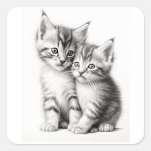 Adesivo Quadrado Kitten Sketch
