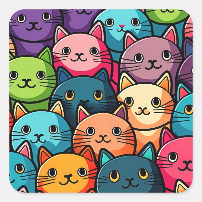 Adesivo Quadrado Kitty Cats (Frente)