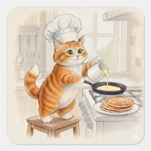Adesivo Quadrado Kitty Kitchen, Stickers (Frente)
