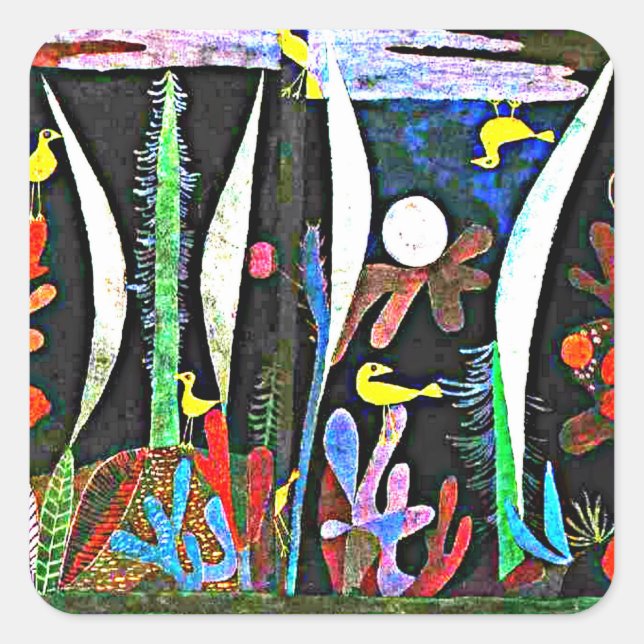 Adesivo Quadrado Klee - Paisagem com Aves Amarelas (Frente)