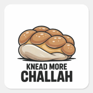 Adesivo Quadrado Knead More Challah Judeu Baking
