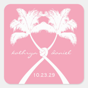 Adesivo Quadrado Knot Palm Trees Beach Casamento Tropical Clássica 