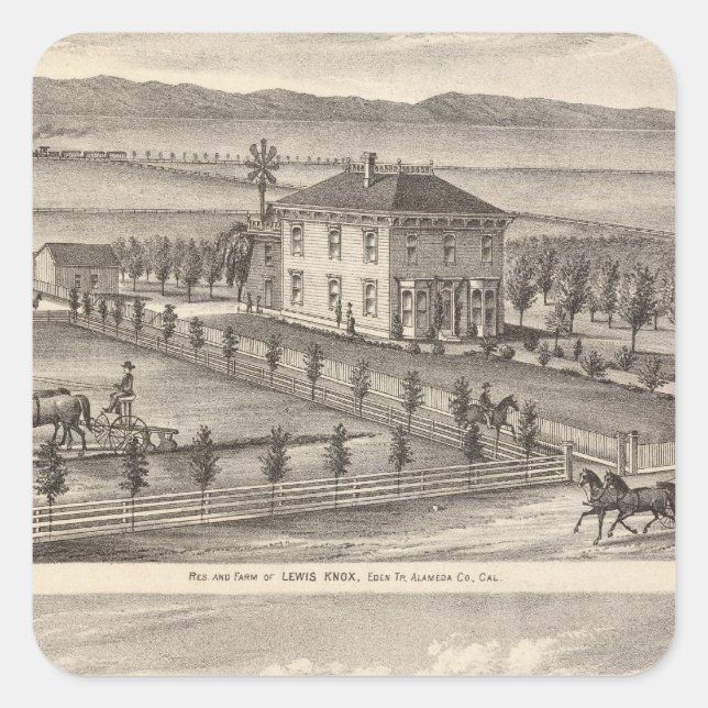 Adesivo Quadrado Knox, residências de pedra (Frente)