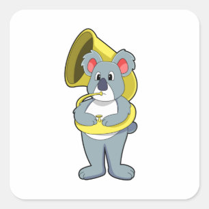 Adesivo Quadrado Koala bear at Music with Saxophone.PNG