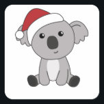 Adesivo Quadrado Koala Christmas Snow Winter Animais Koalas<br><div class="desc">O Koala para o Natal com luzes de fadas. Animais engraçados com presentes e neve até as férias. Também é engraçado para o Natal em julho. Os coalas são animais doces e perfeitos para o Natal.</div>