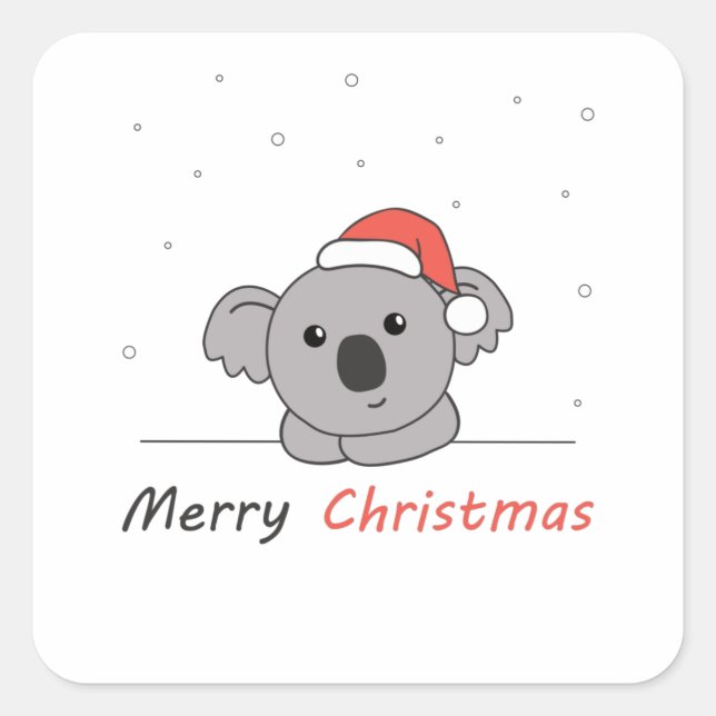 Adesivo Quadrado Koala Christmas Snow Winter Animais Koalas (Frente)