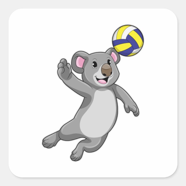 Adesivo Quadrado Koala como jogador de voleibol (Frente)
