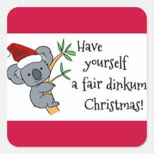 Adesivo Quadrado Koala do papai noel - Dinkum justo