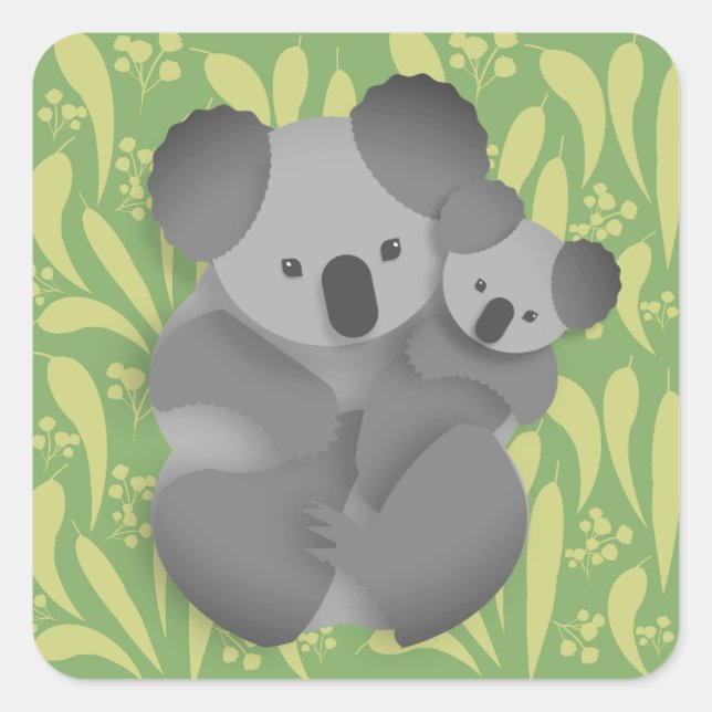 Adesivo Quadrado Koala e Joey (Frente)