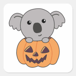 Adesivo Quadrado Koala Em Pumpkin Orange Koalas Halloween Bärchen