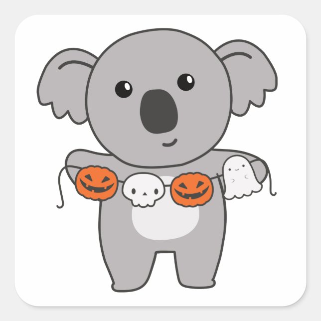 Adesivo Quadrado Koala Happy Halloween Pumpkin Bat Costume Square S (Frente)