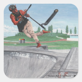 Adesivo Quadrado Kobold Patinete Tricks Fantasy Art Square Stickers