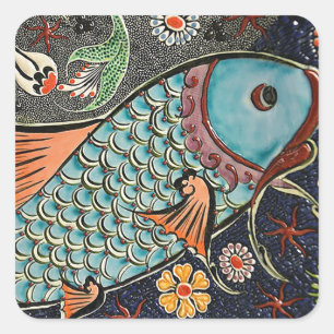 Adesivo Quadrado Koi Mosaic