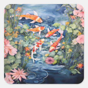 Adesivo Quadrado Koi Pond