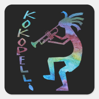 Adesivo Quadrado Kokopelli Joga Trompete
