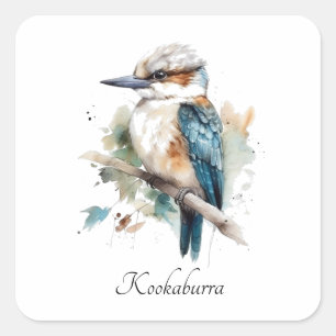Adesivo Quadrado Kookaburra Azul Verdadeiro, personalizado
