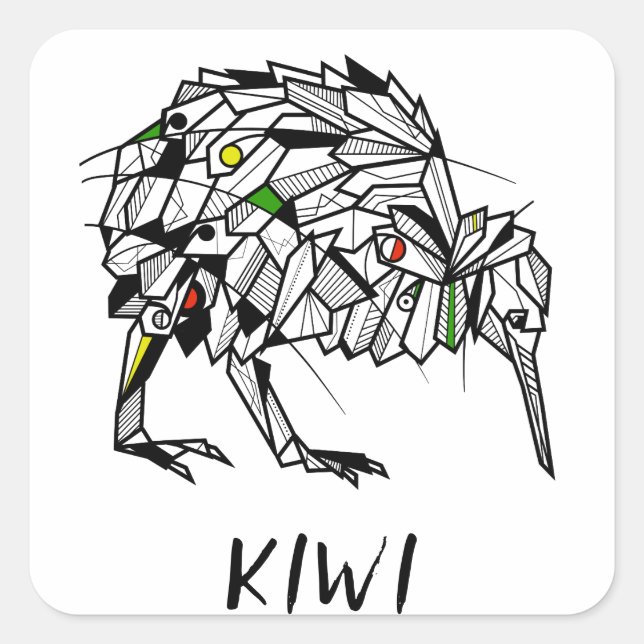 Adesivo Quadrado Koru Kiwi (Frente)