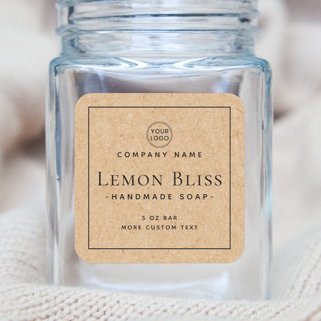 Adesivo Quadrado Kraft paper look square border product label (Criador carregado)