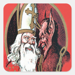Adesivo Quadrado Krampus do Papai Noel Vermelho