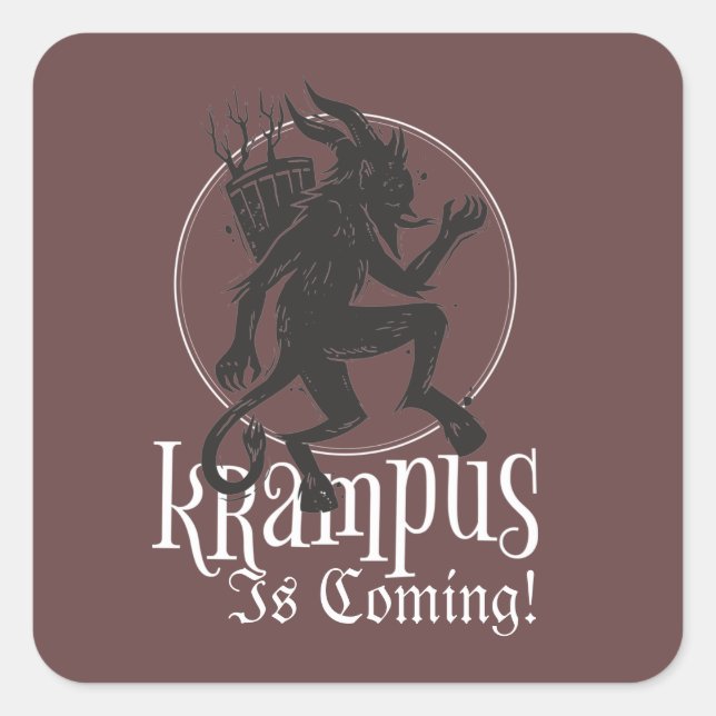Adesivo Quadrado Krampus está chegando no Natal (Frente)
