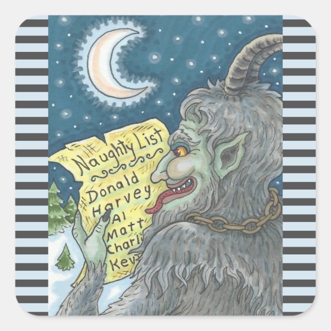 ADESIVO QUADRADO KRAMPUS NAUGHTHT CHILDREN LIST CHRISTMAS STICKERS (Frente)
