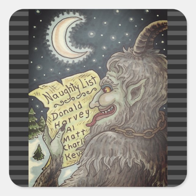 ADESIVO QUADRADO KRAMPUS NAUGHTHT CHILDREN LIST CHRISTMAS STICKERS (Frente)