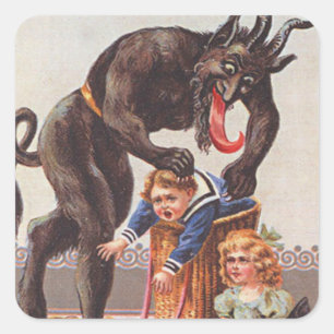 Adesivo Quadrado Krampus Sequestrando Crianças