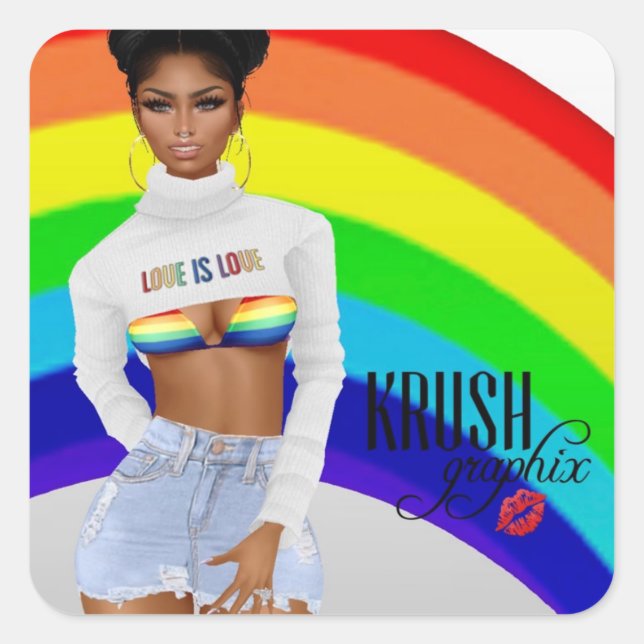 Adesivo Quadrado Krush Graphix LoveIsLove Stickers 00 (Frente)