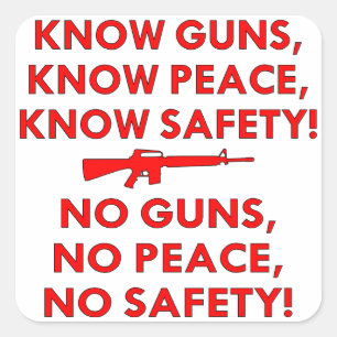 Adesivo Quadrado Kun Guns Peace Safety, No Guns Peace Safety