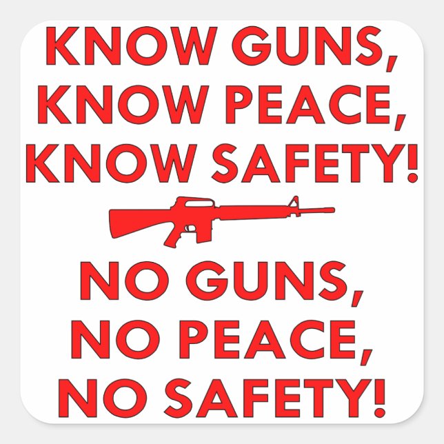 Adesivo Quadrado Kun Guns Peace Safety, No Guns Peace Safety (Frente)