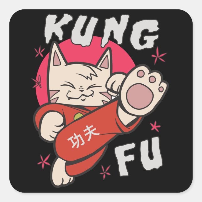 Adesivo Quadrado Kung Fu Cat (Frente)