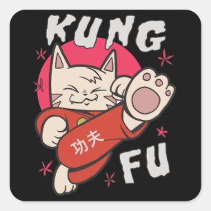 Adesivo Quadrado Kung Fu Cat