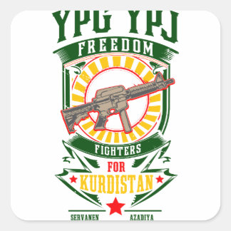 Adesivo Quadrado KURDISTAN - YPG - YPJ Freedom Warrior