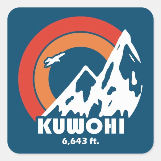 Adesivo Quadrado Kuwohi Carolina do Norte Tennessee Sun Eagle (Frente)