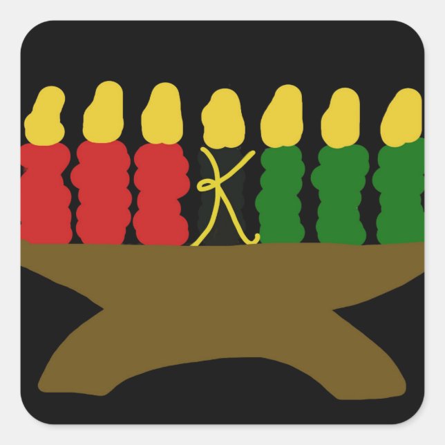 Adesivo Quadrado Kwanzaa Candle Design (Frente)