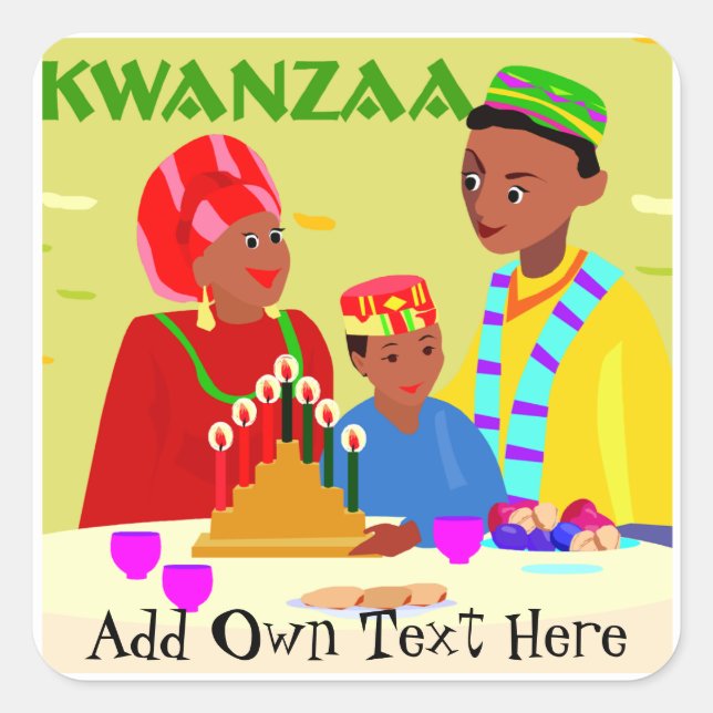 Adesivo Quadrado Kwanzaa Family Stickers Favorece presentes persona (Frente)