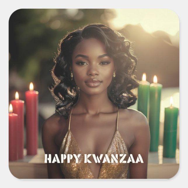 ADESIVO QUADRADO KWANZAA - FELIZ KWANZAA -  (Frente)