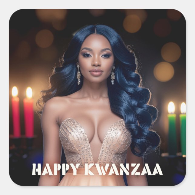 ADESIVO QUADRADO KWANZAA - FELIZ KWANZAA (Frente)